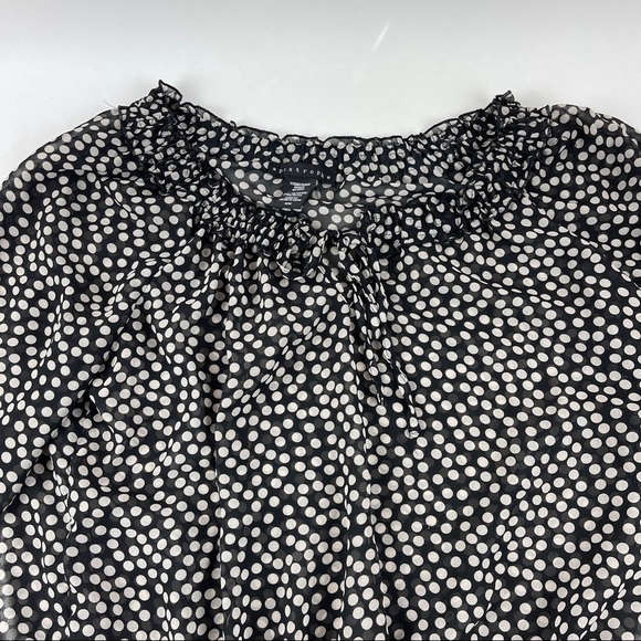 Apostrophe Blouse Womens Medium Black White Polka Dot Cinched Waist Lightweight - Picture 3 of 8